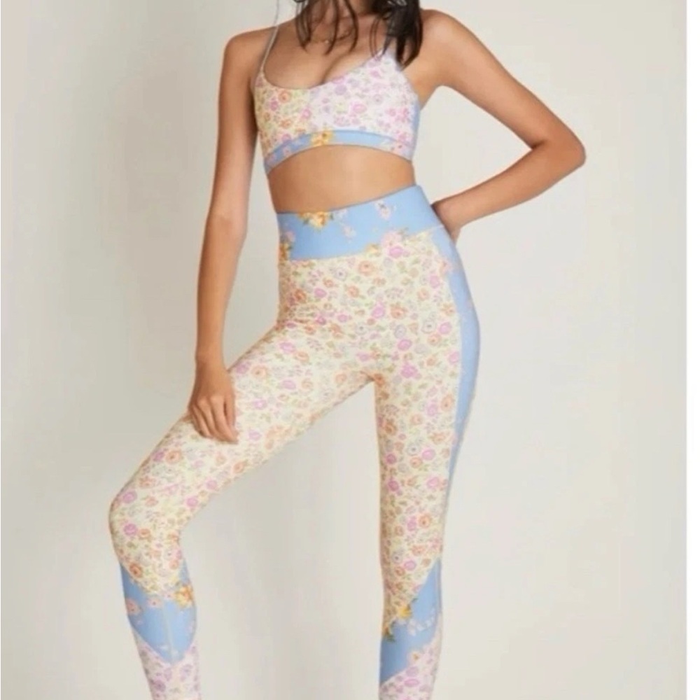 LoveShackFancy Floral Wide Waist Full Length Leggings